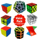 ⭐️ Cube Collection - Pack of 8 Unique Designs ⭐️ Includes 1 Twisted 3x3 Cube, 1 Hexagon Cube, 1 Cylinder Shaped Cube, and 5 Other Uniquely Shaped Cubes ⭐️ Mesmerizing and Intriguing Puzzle-Solving Fun ⭐️ High-Quality Materials for Durability ⭐️ Perfect Solo or Group Activity ⭐️ Ideal for Puzzle Enthusiasts and Brainiacs ⭐️ Stimulating and Imaginative Escape ⭐️ Embark on a Thrilling Quest of Mind-Bending Delight
