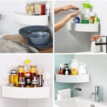 PowerBox Suction Cup Corner Shower Shelf - Removable Bath Shelf With Heavy Duty Hold, Waterproof White Shower Organizer Rack for Bathroom & Kitchen
